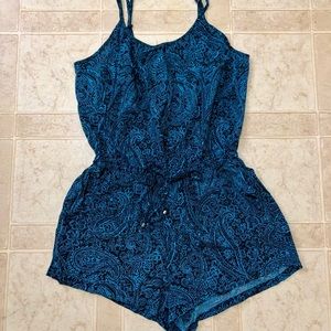 Teal Paisley Print Romper Size: S